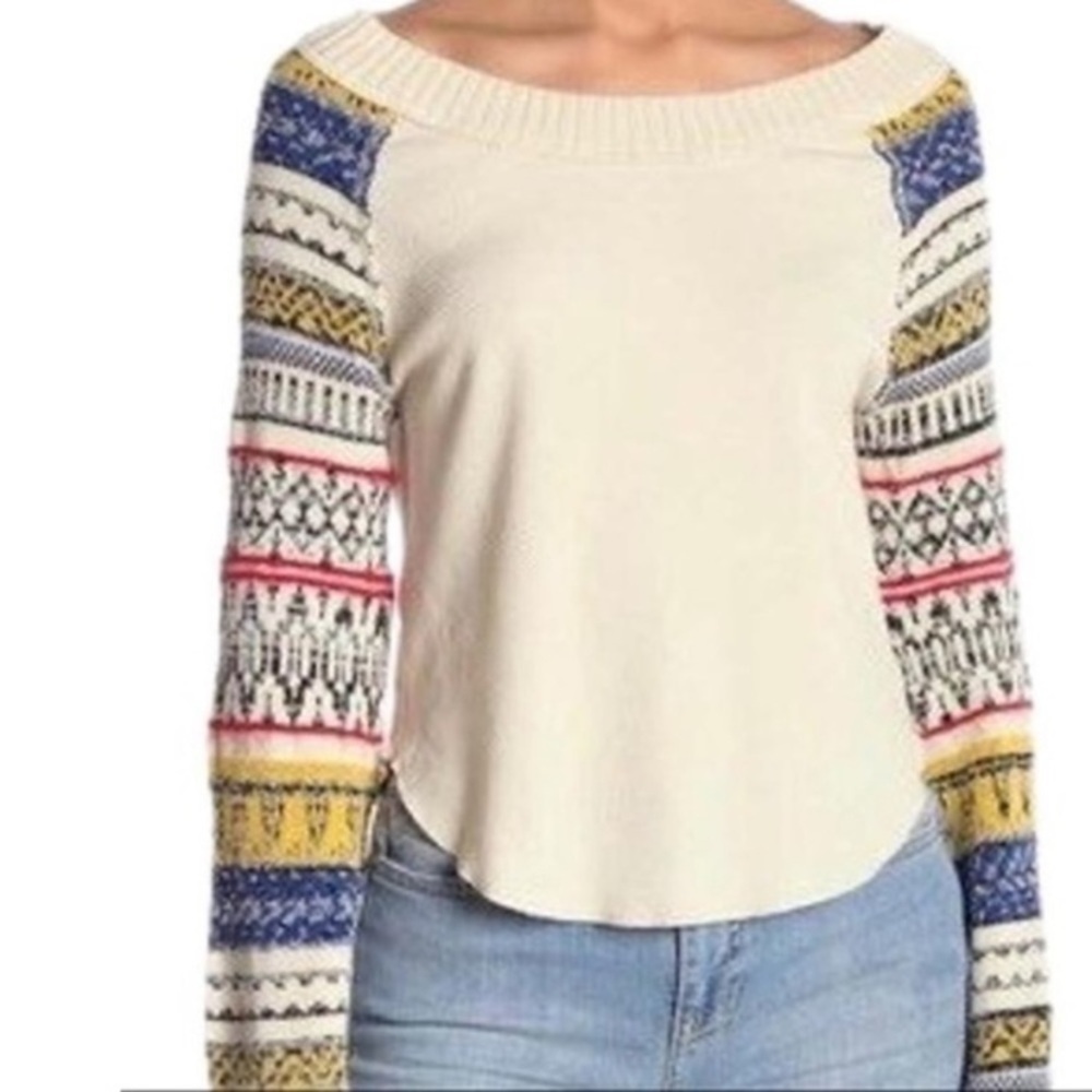 Free People size sp textured Bell Sleeve Knit Thermal T23
